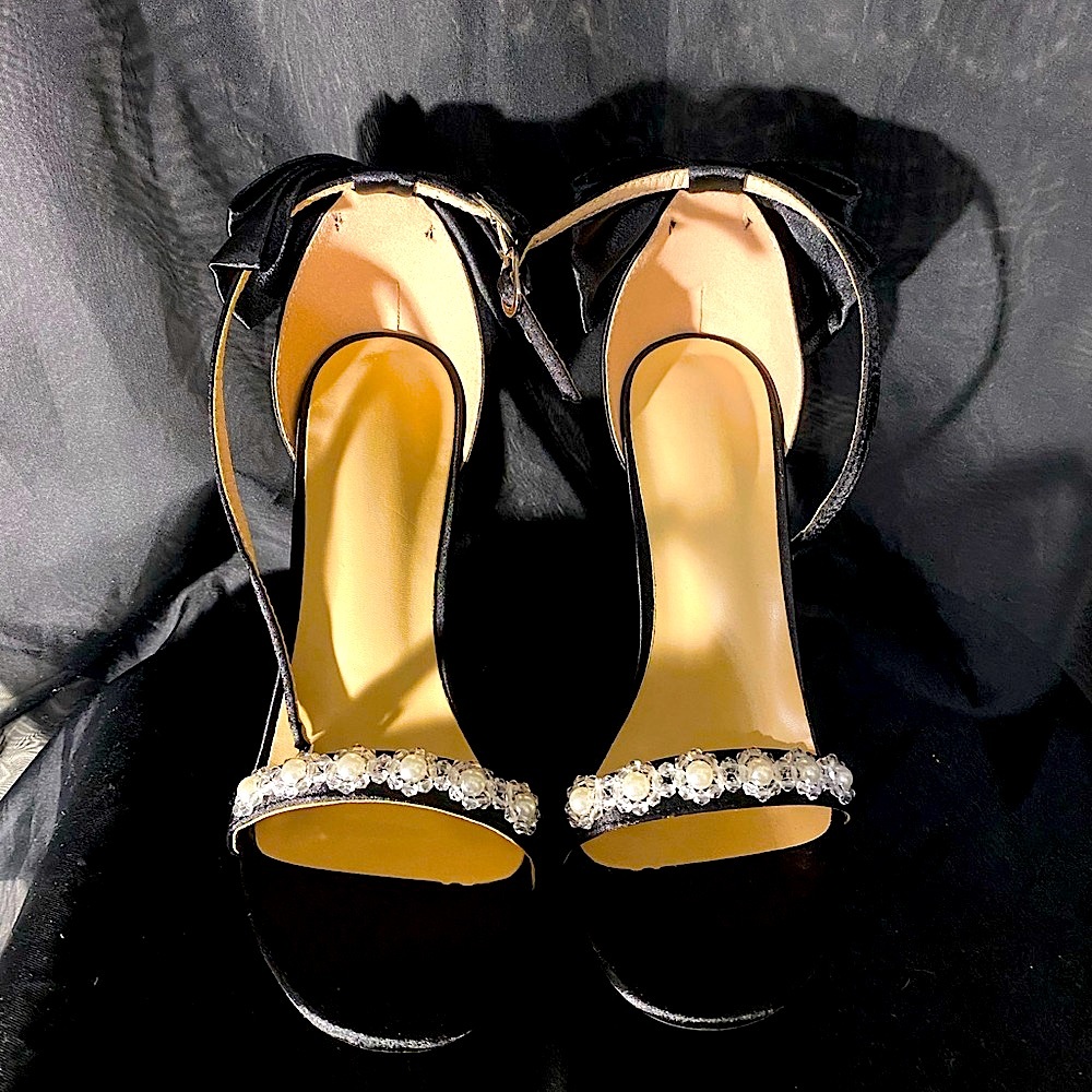 Black Stiletto Heels with Rhinestone Embellishments NWOT